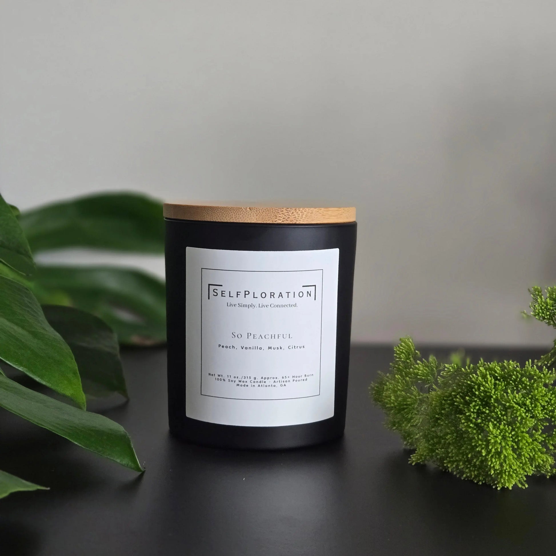 Vanilla and peach scented candle